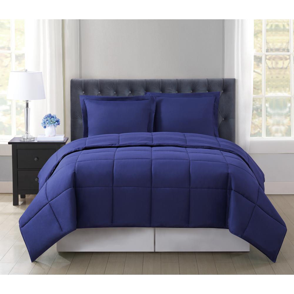 Truly Soft Everyday Reversible 3 Piece Navy Full Queen Comforter Set Cs1656nvfq 1700 The Home Depot