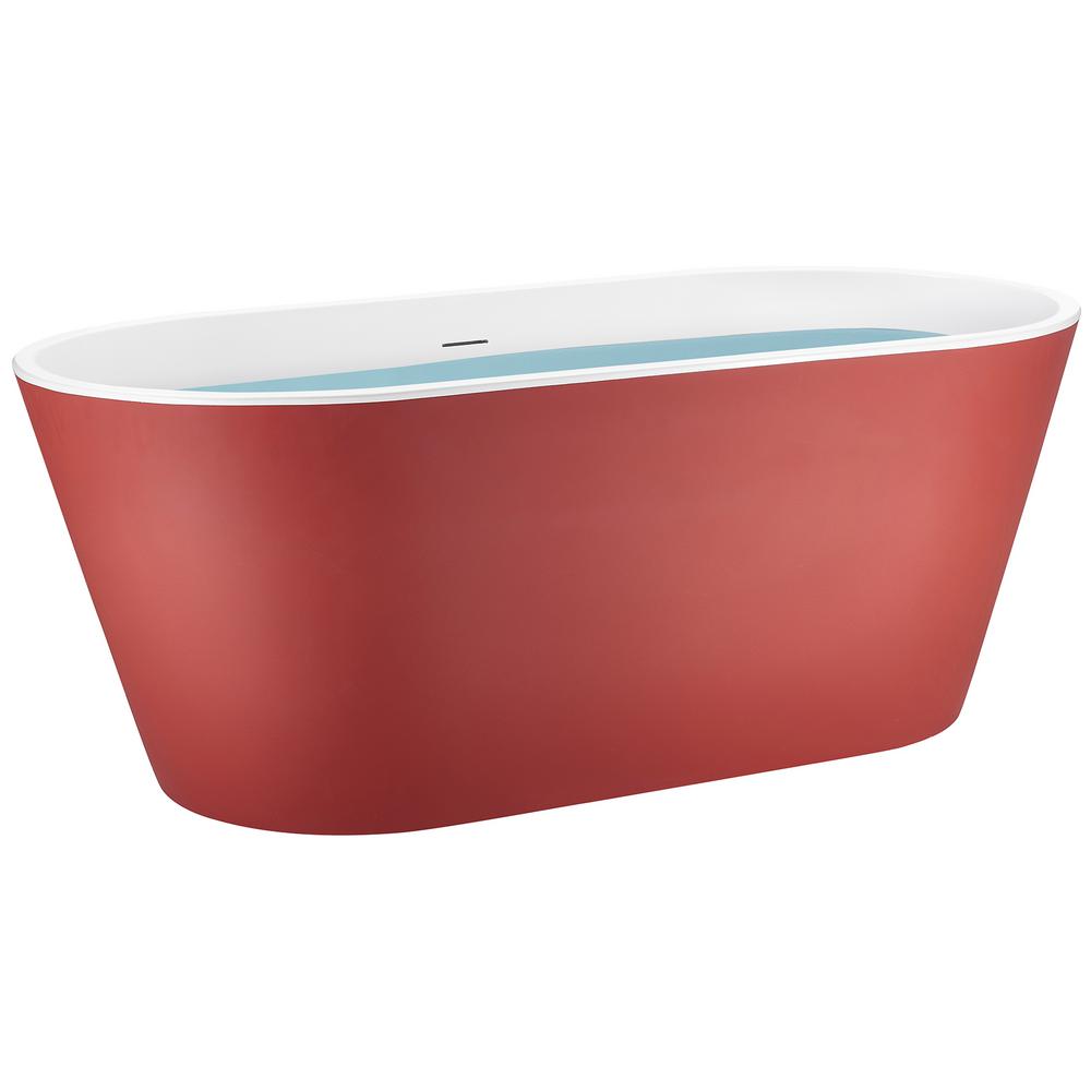 AKDY Freestanding Bathtub 67 in. Redwood Acrylic Bathtub Modern