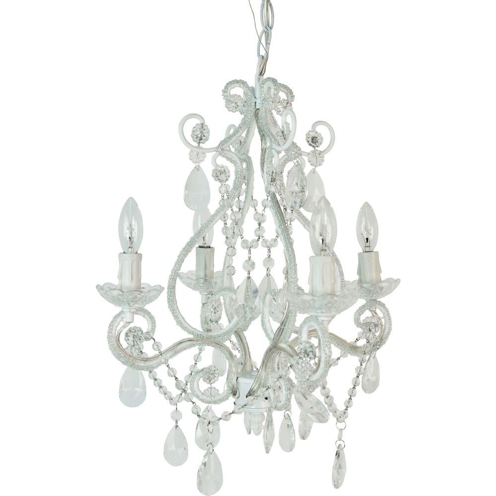 Tadpoles 4 Light White Mini Chandelier Cchapl410 The Home Depot