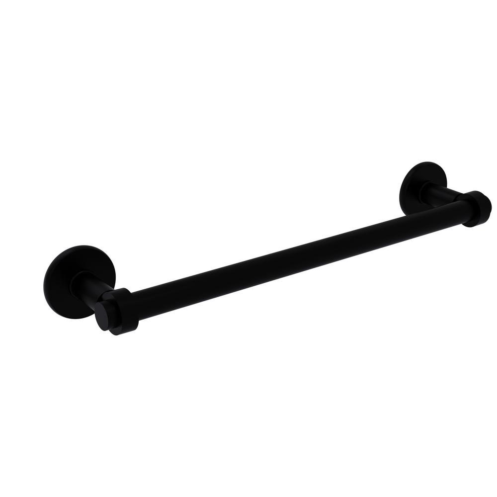 Matte black towel bar with rounded edges