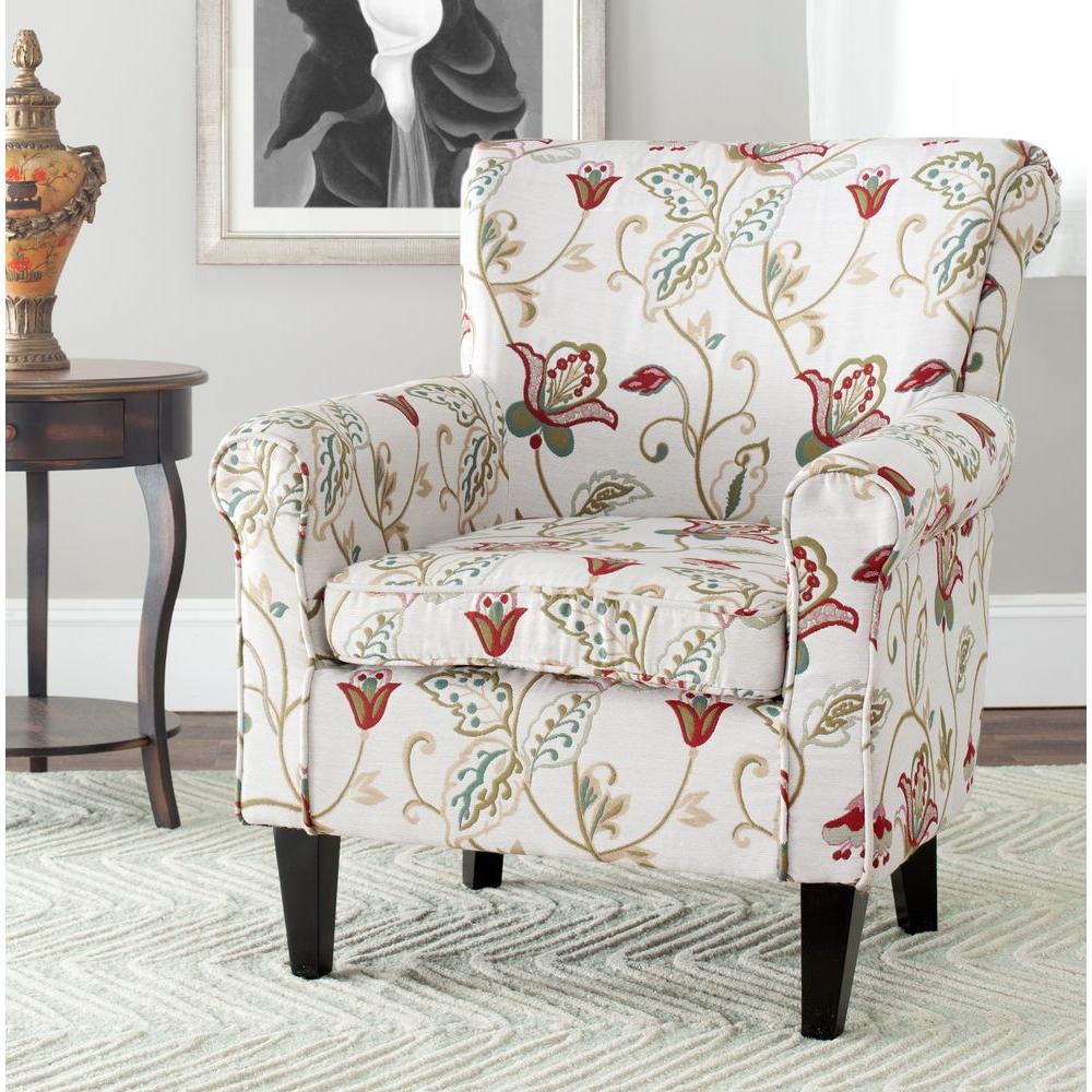Red Floral Suzani High Back Global Bazaar Arm Chair ...