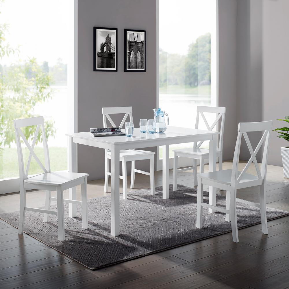 welwick designs 5piece white solid wood farmhouse dining sethd8094  the  home depot