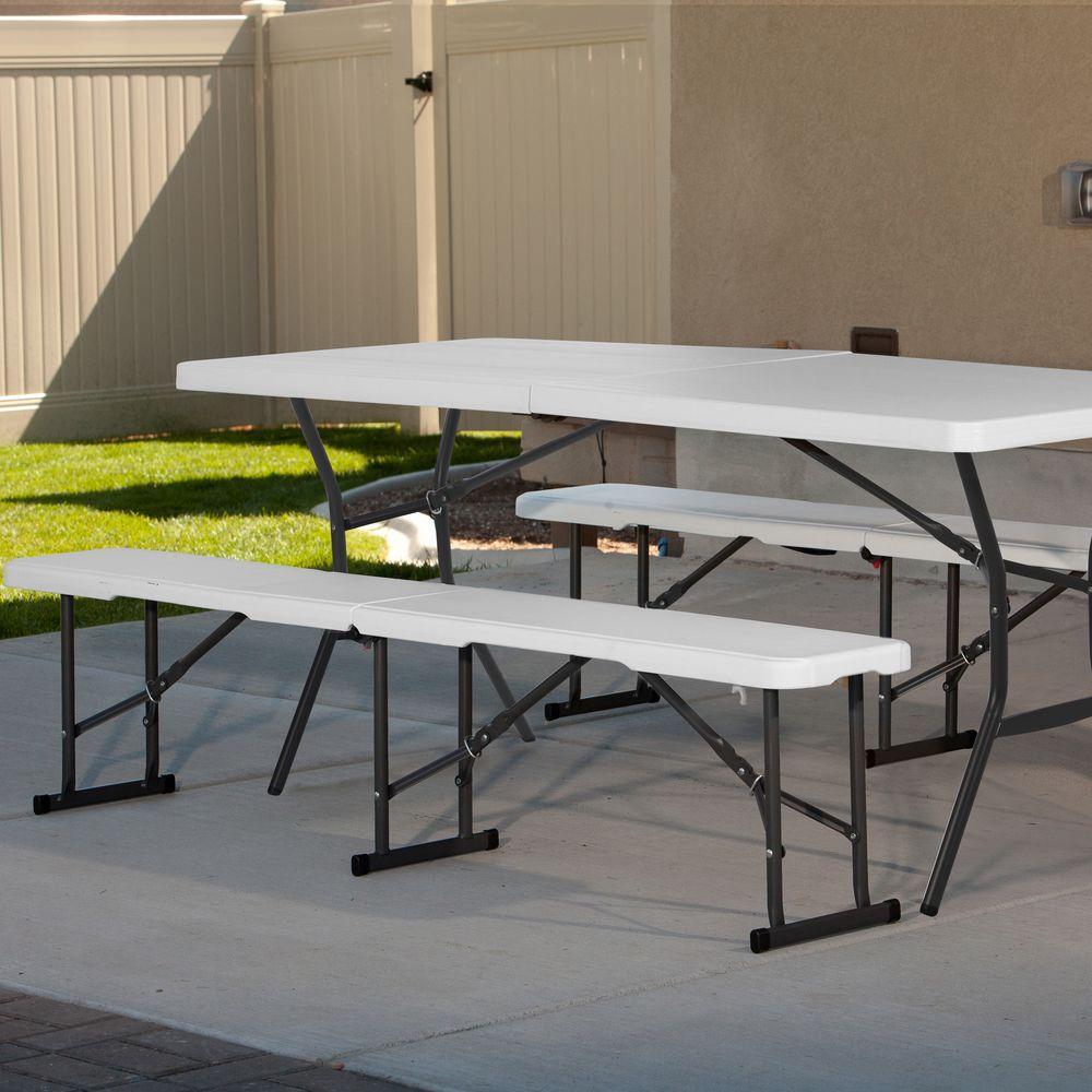 lifetime 6 ft. fold-in-half- picnic table with benches