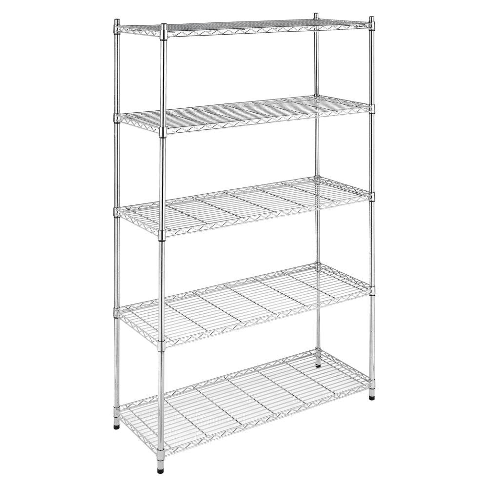 Chrome Assembly Required Whitmor Shelving Storage Supreme Shelving Collection 48 In X 74 5 Tier