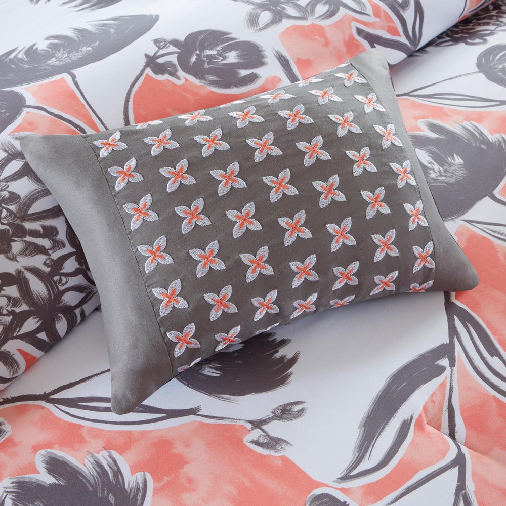 Intelligent Design Lily 5 Piece Coral Full Queen Comforter Set