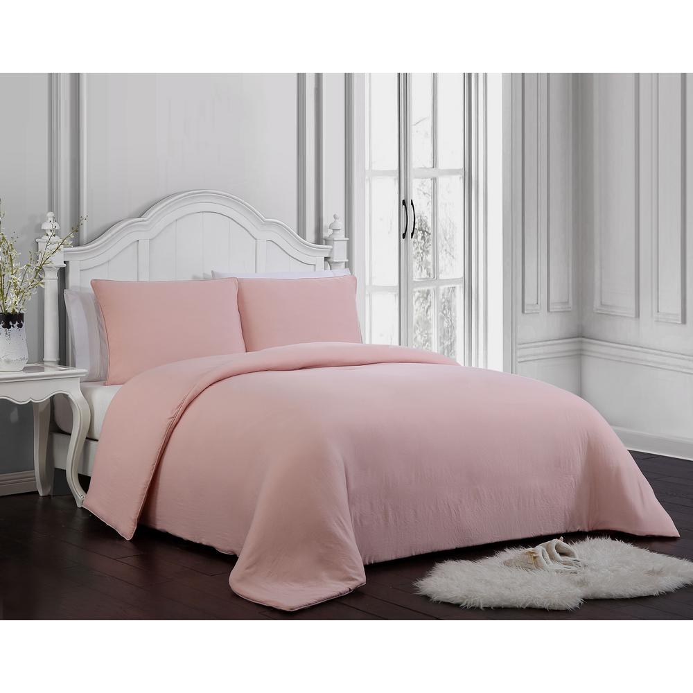 Gweneth Enzyme Washed Solid Blush Twin Comforter Set