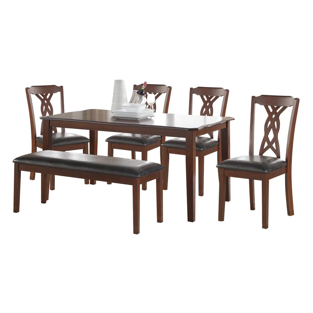 Acme Furniture Ingeberg 6 Piece Black Leatherette And