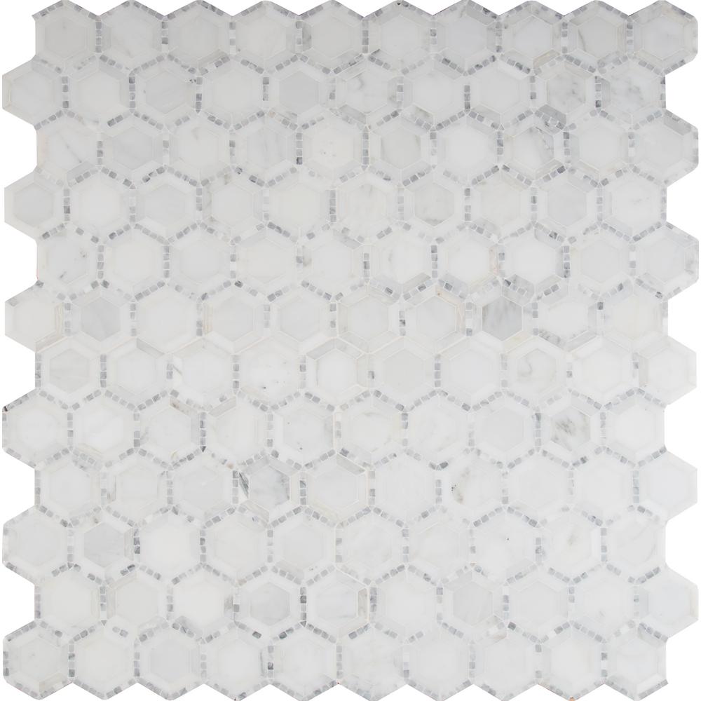 Telaio Hexagon 12 in. x 12 in. x 10 mm Honed Marble Mesh-Mounted Mosaic Tile (10 sq. ft. / case)