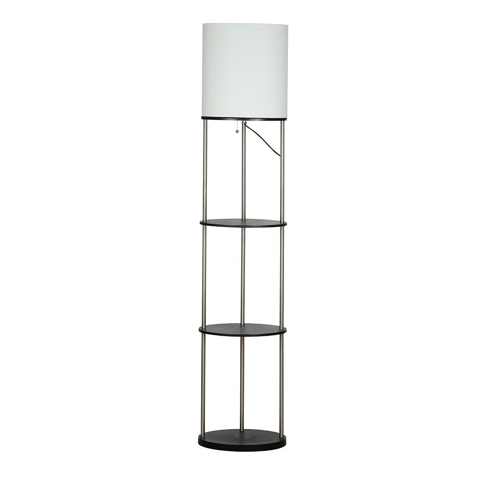 Cresswell 63 In Brushed Steel Black Oval Etagere Floor Lamp