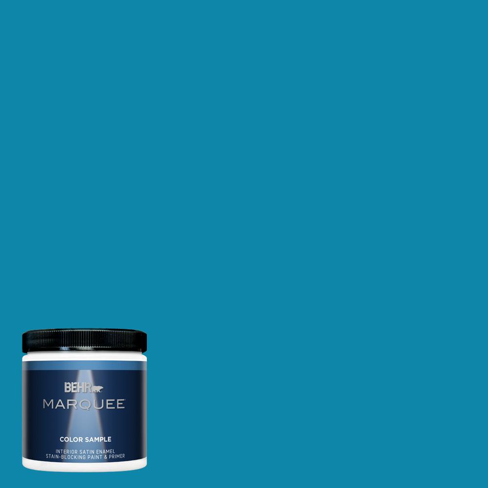 BEHR MARQUEE 8 oz. #P490-6 Hacienda Blue Satin Enamel Interior/Exterior ...