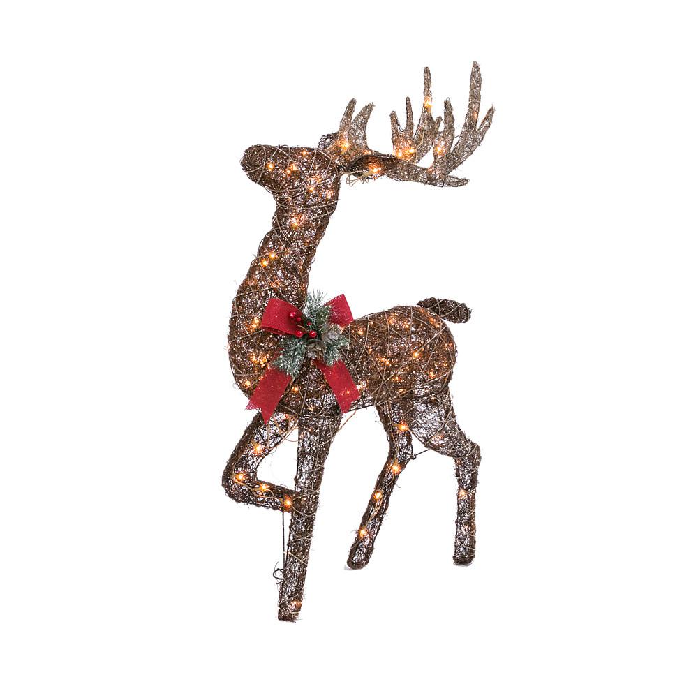 KING OF CHRISTMAS Sparkling Glitter Deer Family with 240 Cool White LED Twinkling Lights