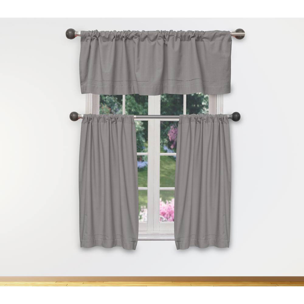 Duck River Miles Kitchen Valance In Tiers Grey 15 In W X 58 In L