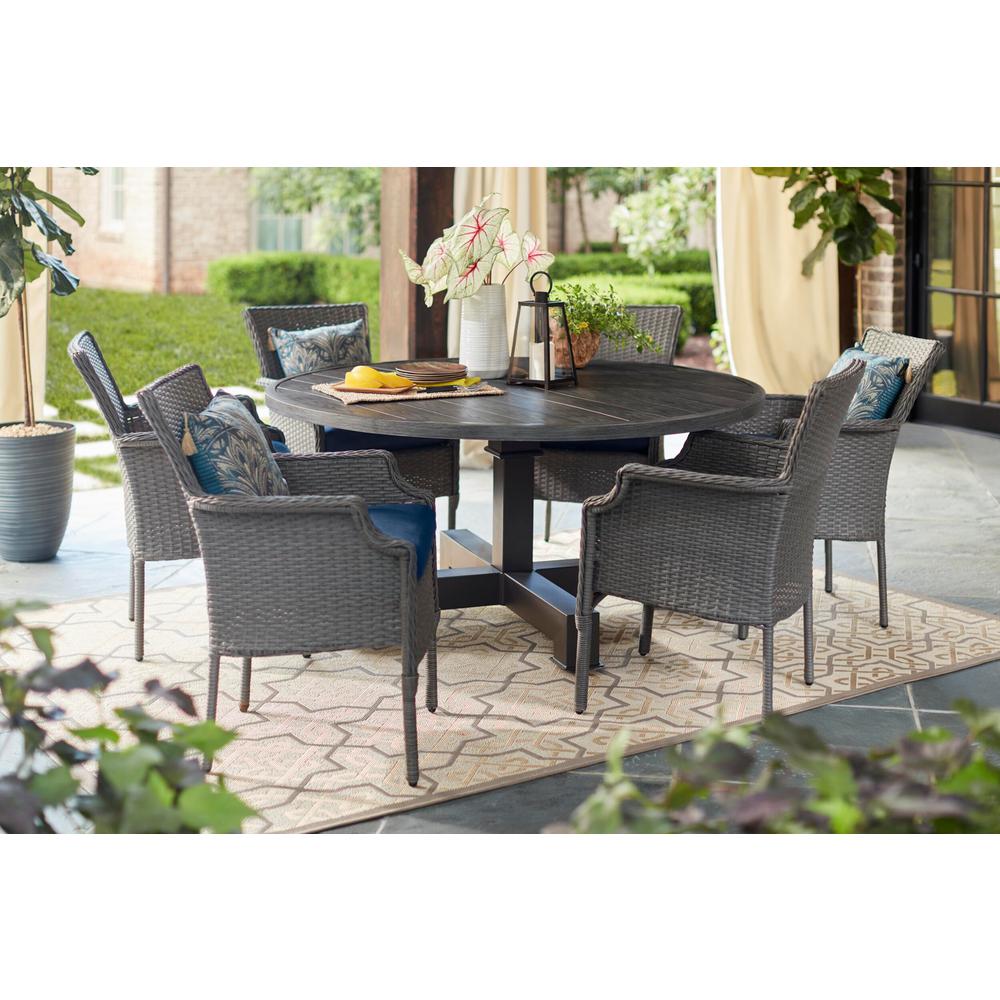 Hampton Bay Grayson 7 Piece Ash Gray Wicker Outdoor Patio Dining Ash Gray Wicker Outdoor Patio Dining