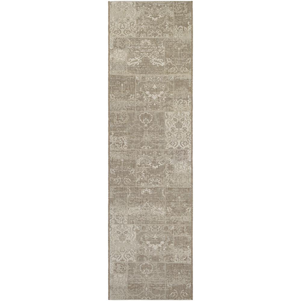 Couristan Afuera Country Cottage Beige Ivory 2 Ft In X 11 9 Indoor Outdoor Runner Rug