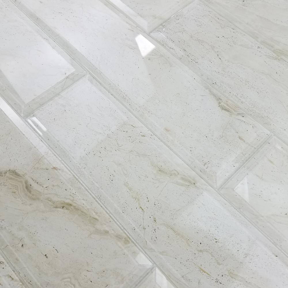 Abolos Crema Marfil Field Rectangle 4 X 16 Beveled Stone Look Crema Marfil Field Rectangle 4 X 16 Beveled Stone Look Glossy Gl Decorative Bathroom Wall Backsplash Tile 6 Pc Pk