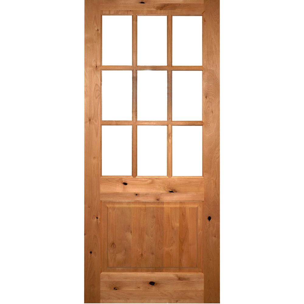 Krosswood Doors 42 in. x 96 in. Craftsman 9Lite Clear Beveled Glass