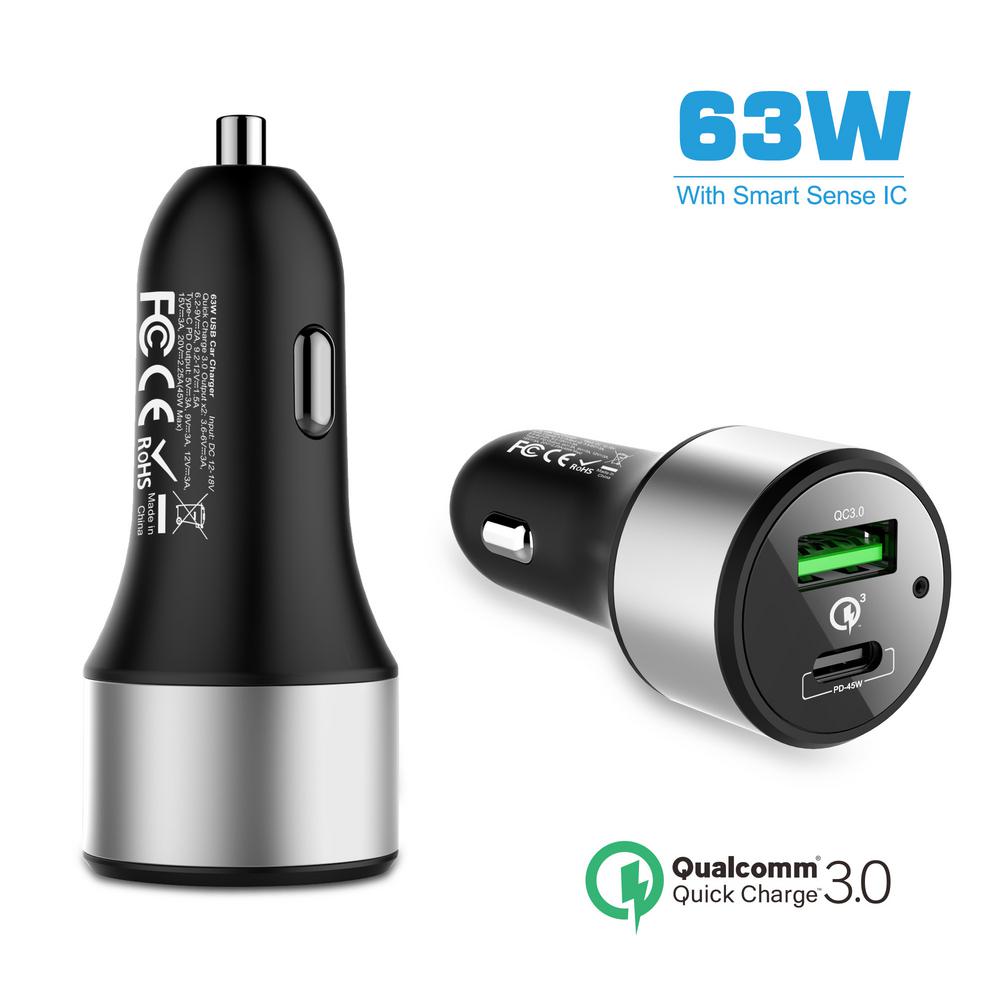 Proprietary Brand Not In List 63w Car Charger With Usb C Pd2 And Usb Qc3 For Macbook Google Pixel Ipad Iphone Etc Plus A Usb C To Lightning Cable Ac 63 Cl The Home Depot