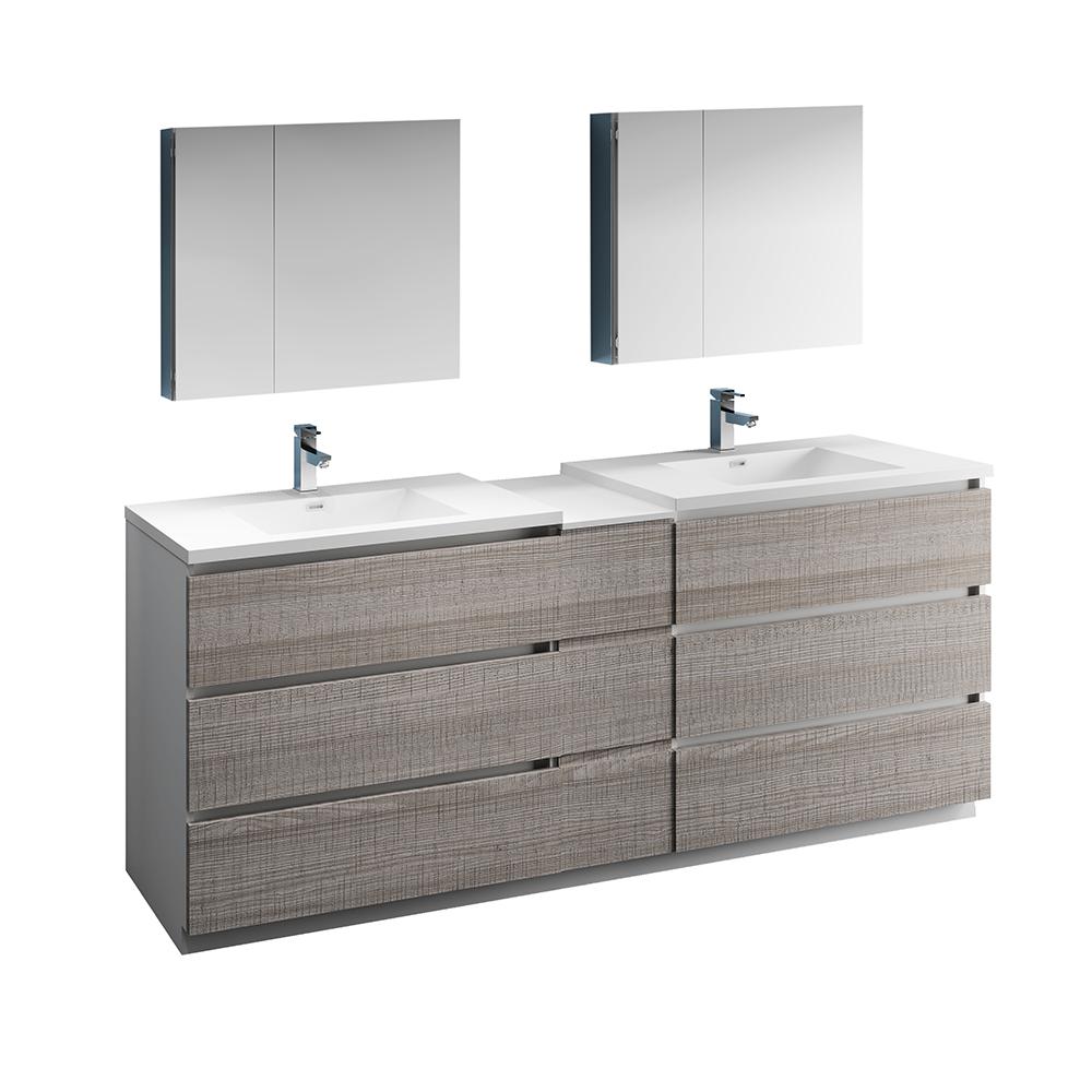 Fresca Lazzaro 84 In Modern Double Bathroom Vanity Glossy Ash Fresca Lazzaro 84 In Modern Double Bathroom Vanity Glossy Ash Gray Top