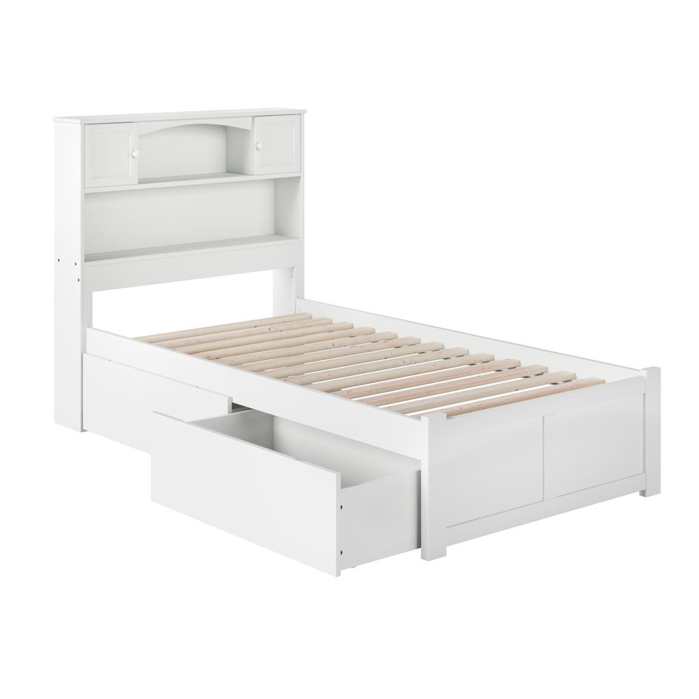 Atlantic Furniture Newport White Twin Platform Bed With Flat Panel