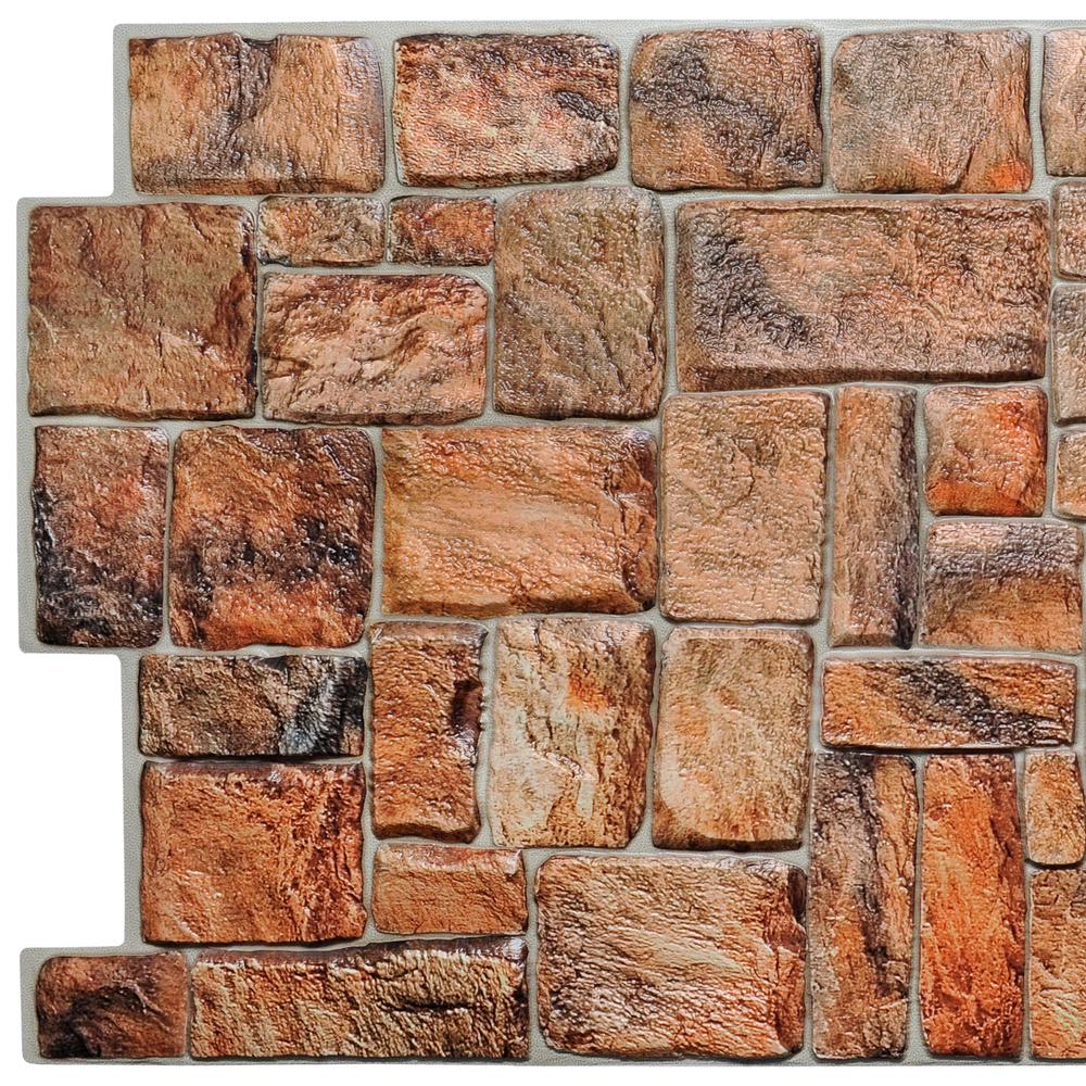 Dundee Deco 3d Falkirk Retro 10 1000 In X 39 In X In Brown Red Faux Stone Pvc Wall Panel Tp The Home Depot