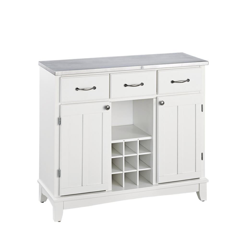 White And Stainless Steel Buffet With Wine Storage