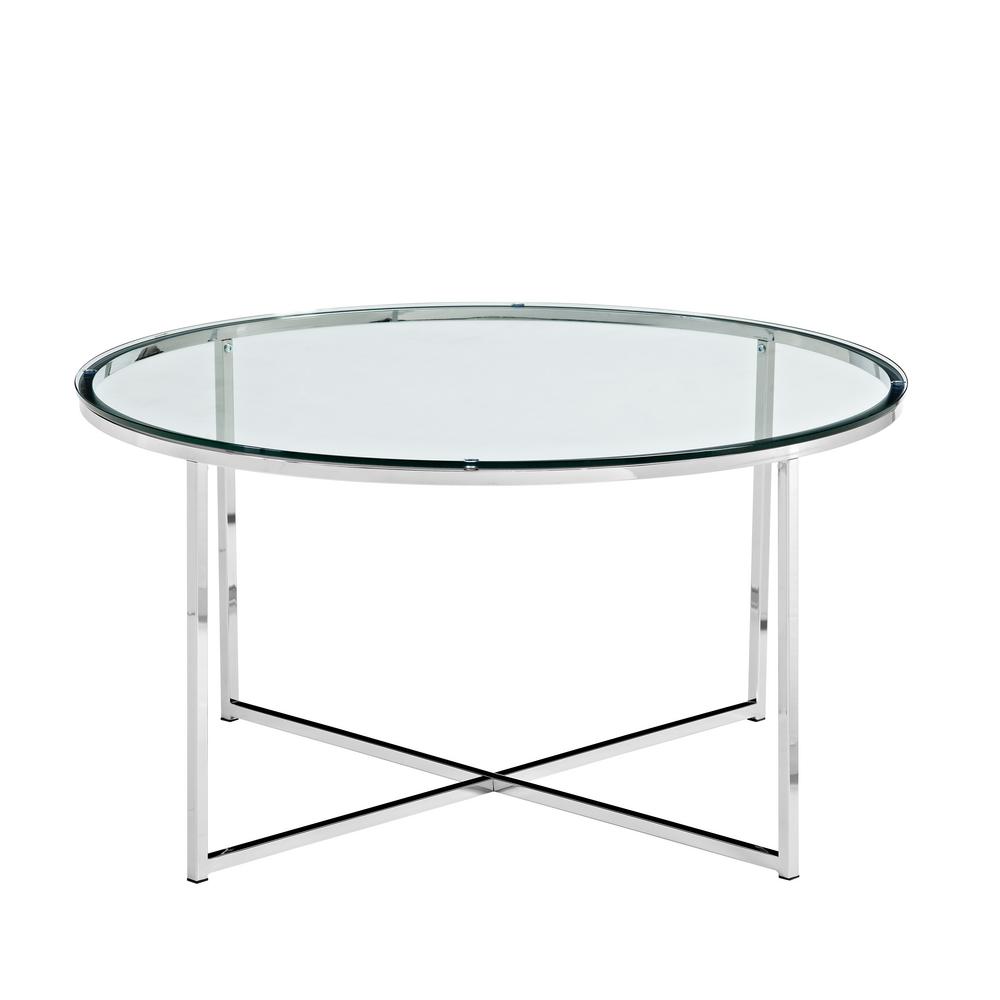 Walker Edison Furniture Company 36 In Glass Chrome Mid
