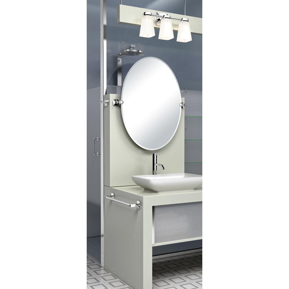 Single Rectangle Frameless Floating Mount in Satin Nickel x 28 in Mirror 32 in