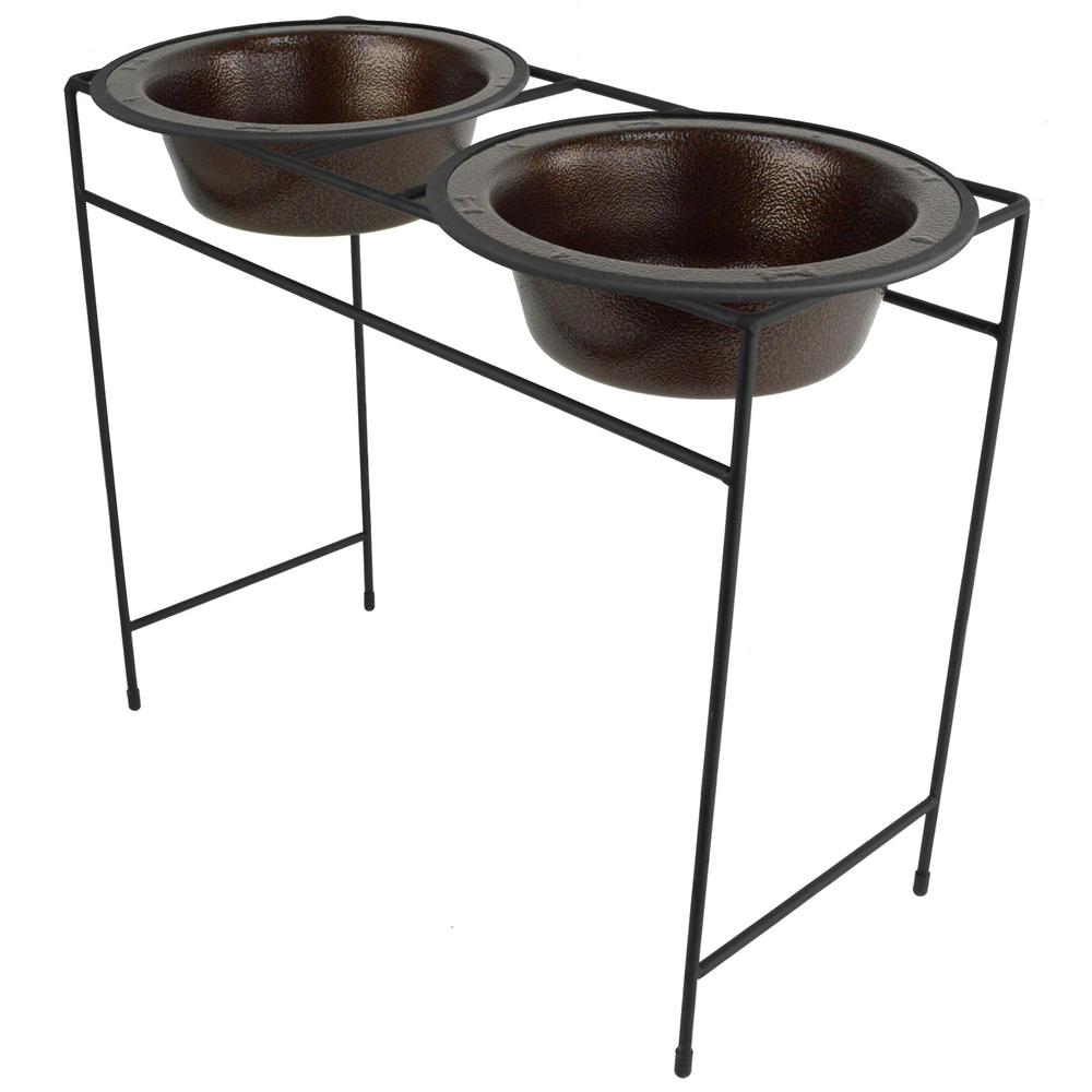 Platinum Pets 10 Cup Modern Double Diner Feeder with Dog Bowls, Coper Vein by Platinum Pets