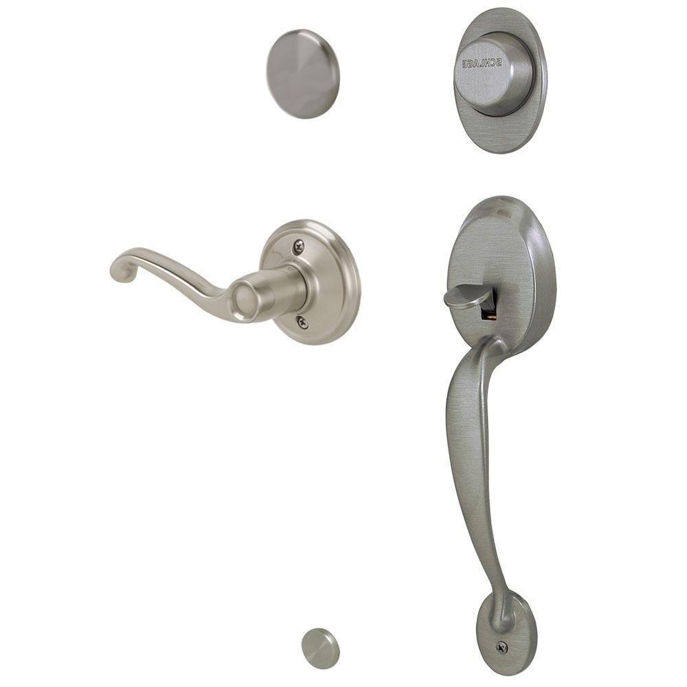 Schlage Plymouth InActive Satin Nickel Handleset with RightHand Flair