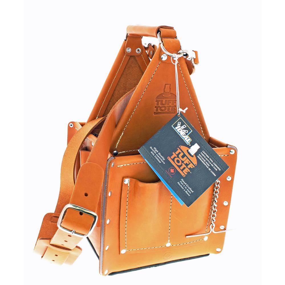Ideal 10 75 In Tuff Tote Ultimate Tool Bag Carrier Premium Leather Tuff Tote Ultimate Tool Bag Carrier Premium Leather With Strap 35 975 The Home Depot