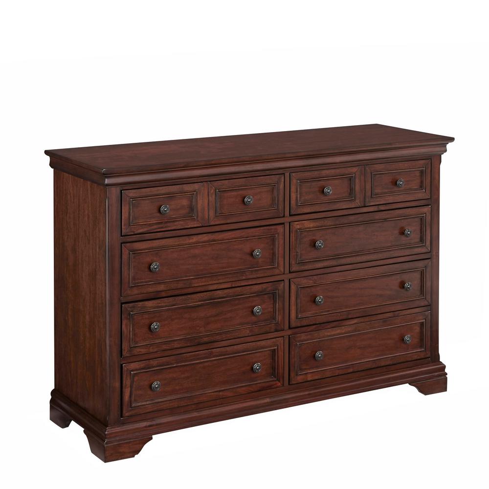 Home Styles Lafayette 8-Drawer Mahogany Wood Dresser in Cherry- INCOMPLETE, BOX 1 OF 2