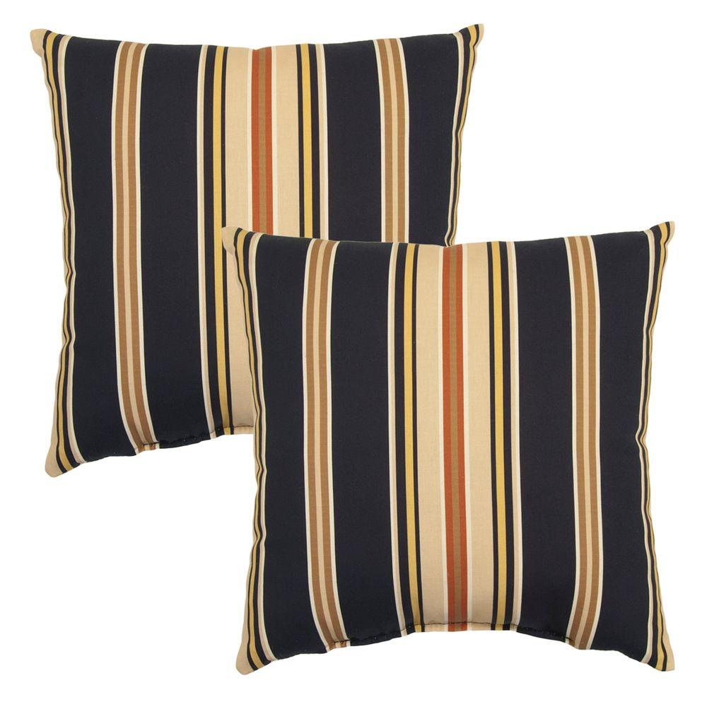 Hampton Bay Charcoal Stripe Square Outdoor Throw Pillow 2 Pack Hampton Bay Charcoal Stripe Square Outdoor Throw Pillow 2 Pack