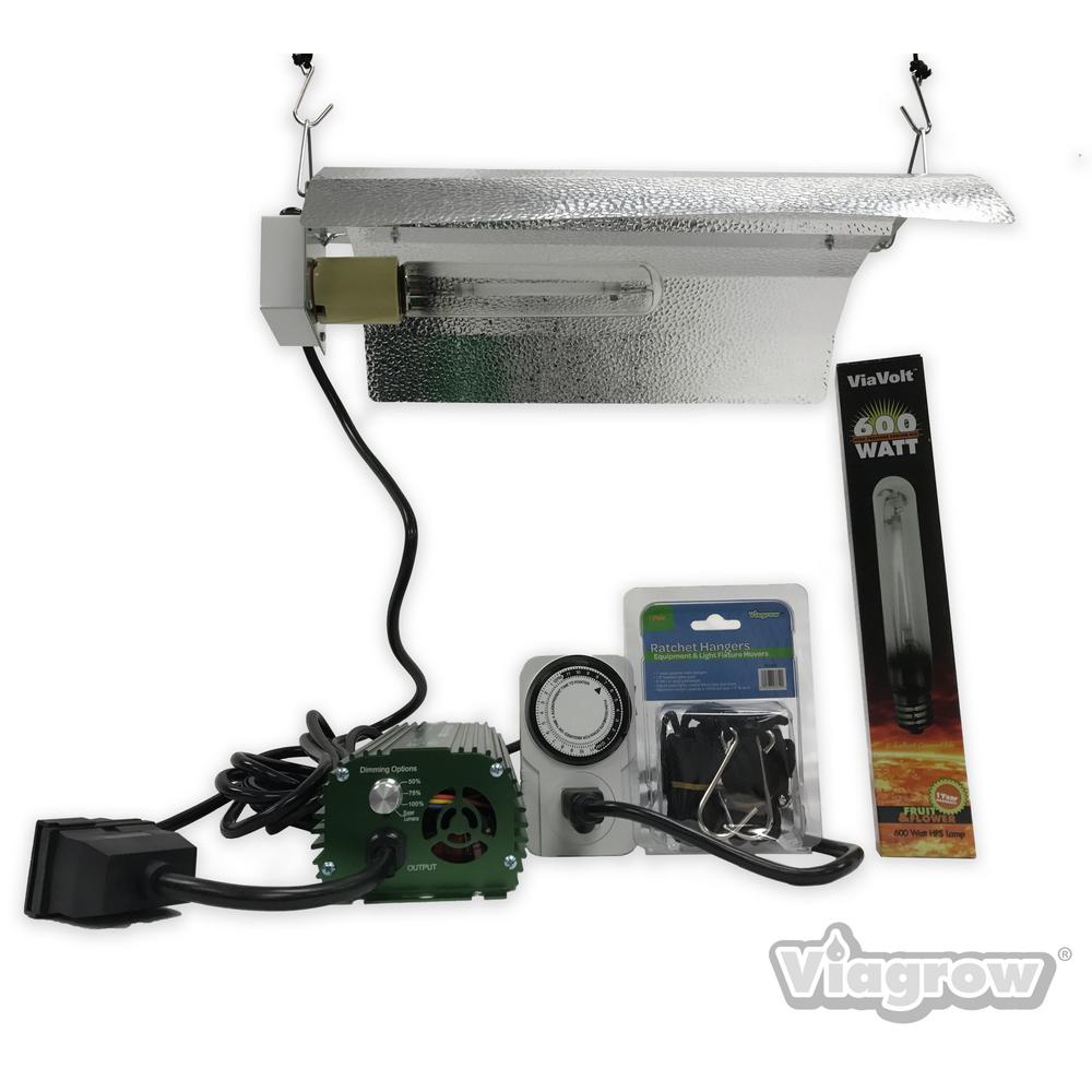 ViaVolt 1Light 600Watt HPS White Grow Light System with Timer/Remote