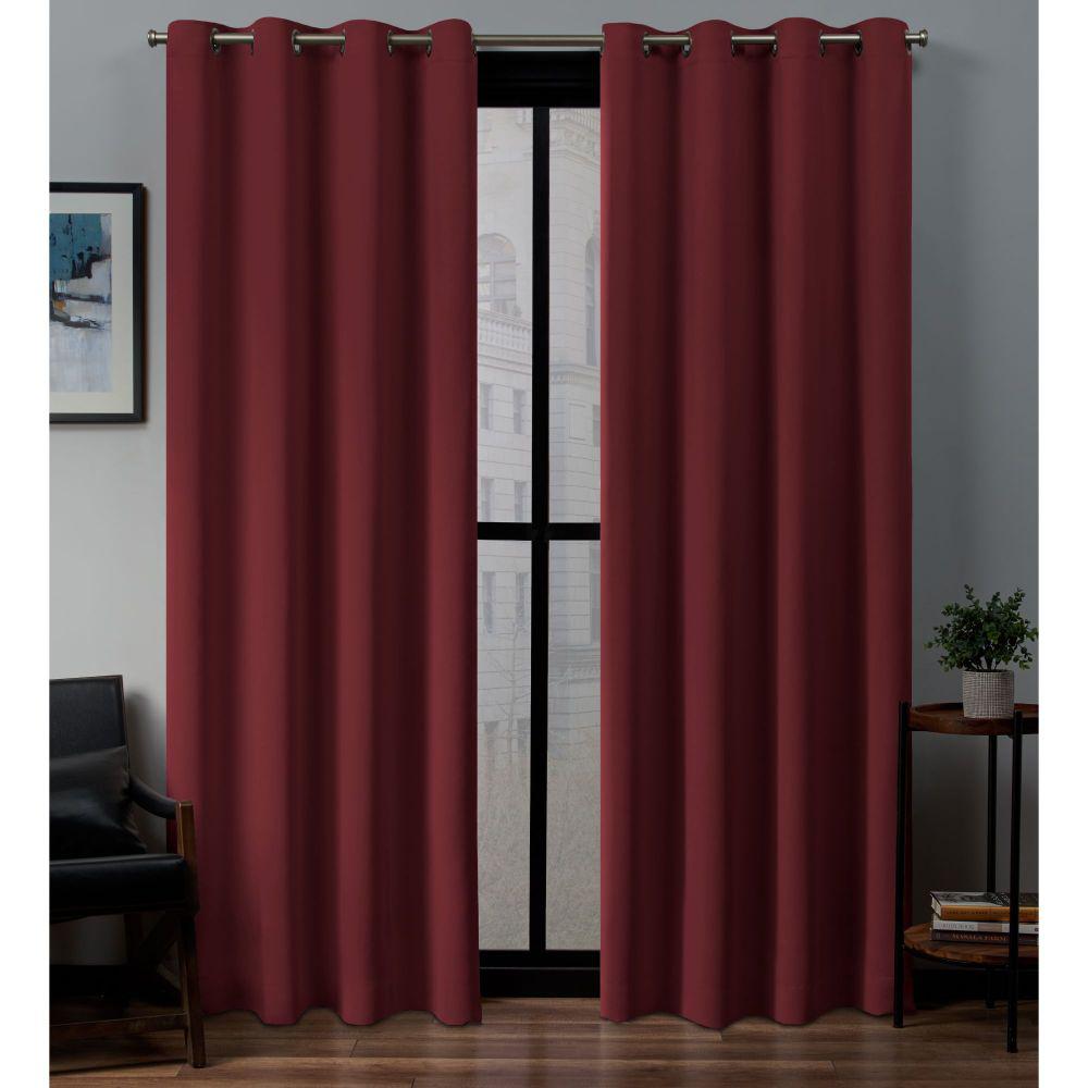 Sateen Burgundy Blackout Grommet Top Curtain Panel 52 in. W x 84 in. L ...