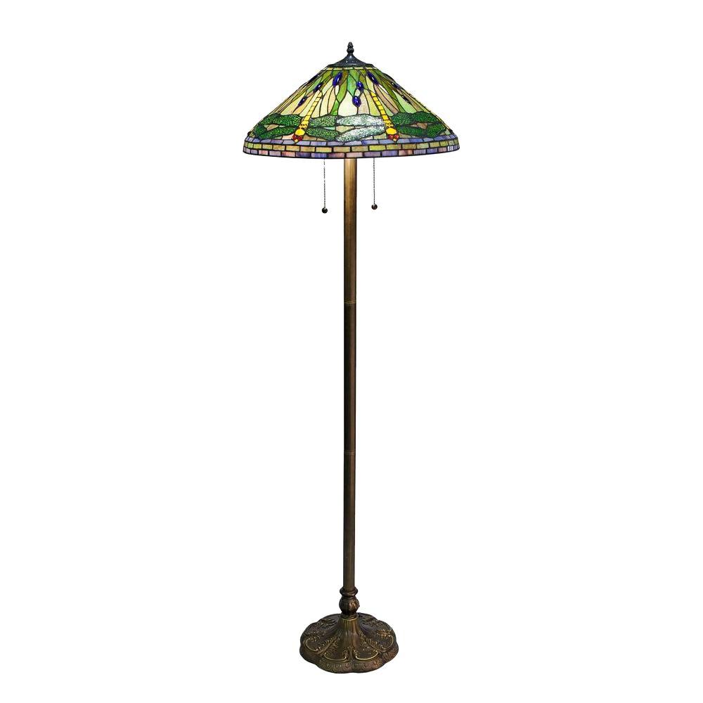 Serena D'italia Tiffany Dragonfly 60 in. Green Bronze Floor Lamp-2013/ ...