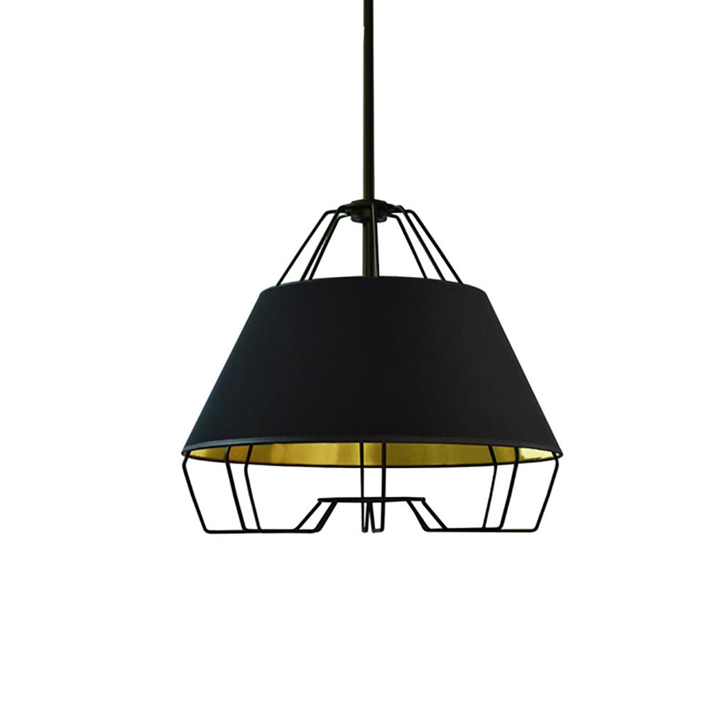 Filament Design 1 Light Black And Gold Pendant With Painted Steel Filament Design 1 Light Black And Gold Pendant With Painted Steel Shade