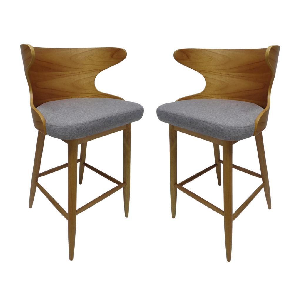 Le House Kamryn Mid Century Modern 30 25 In Natural Wooden Le House Kamryn Mid Century Modern 30 25 In Natural Wooden Barstools With Light Gray