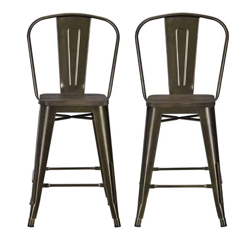 Dhp Lena 24 In Antique Bronze Metal Counter Stool With Wood Seat Antique Bronze Metal Counter Stool With Wood Seat Set Of 2