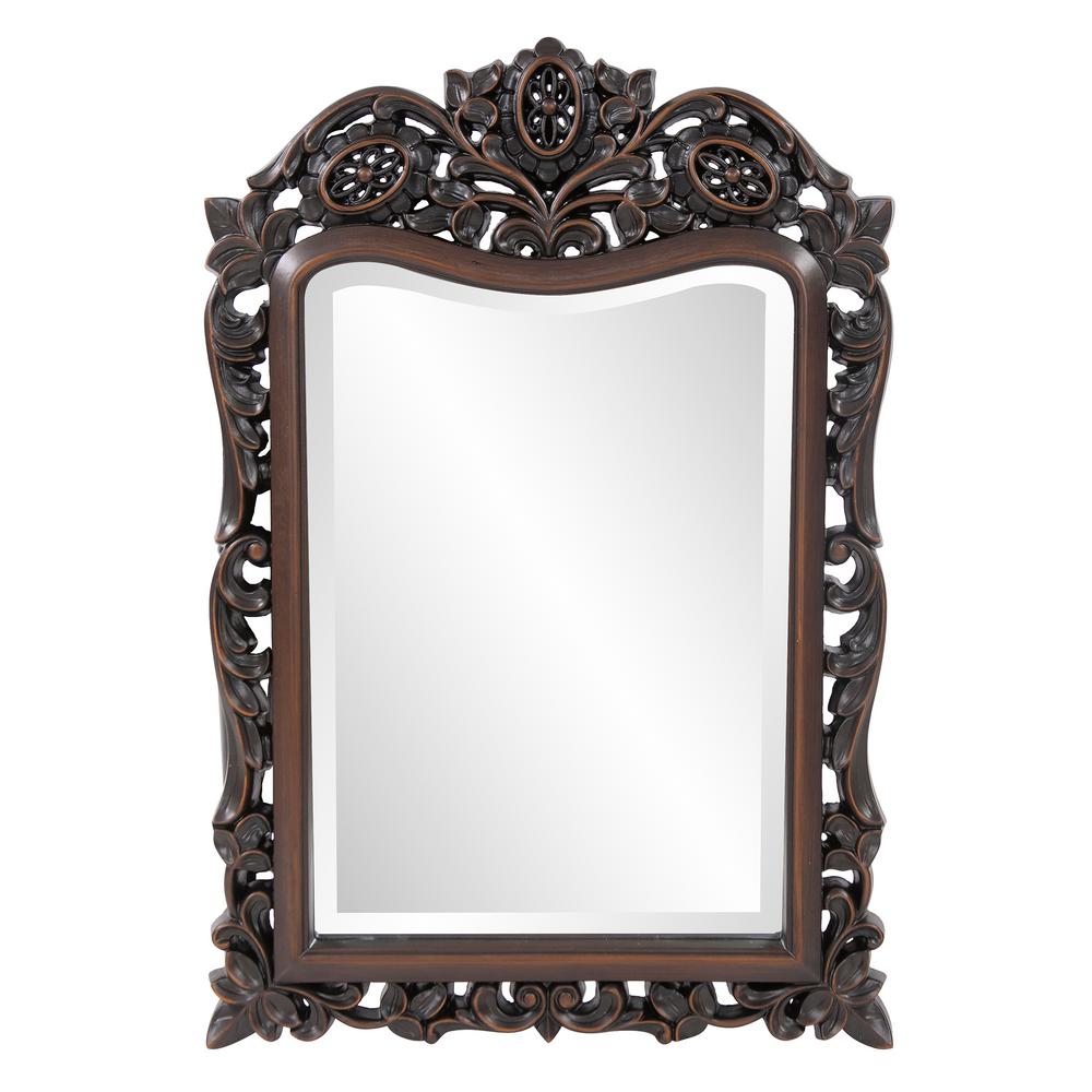 33 in. x 25 in. Round Framed Mirror in Brown 40110 The Home Depot