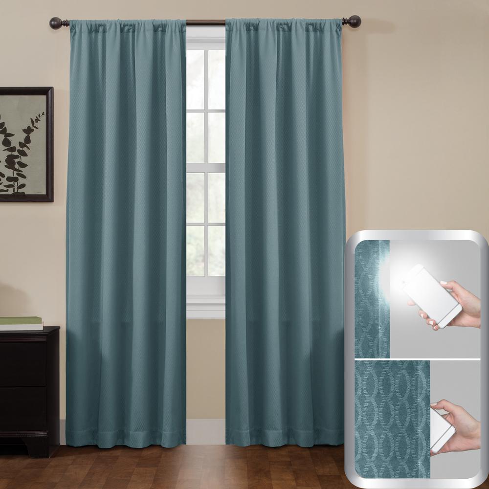 teal window curtains