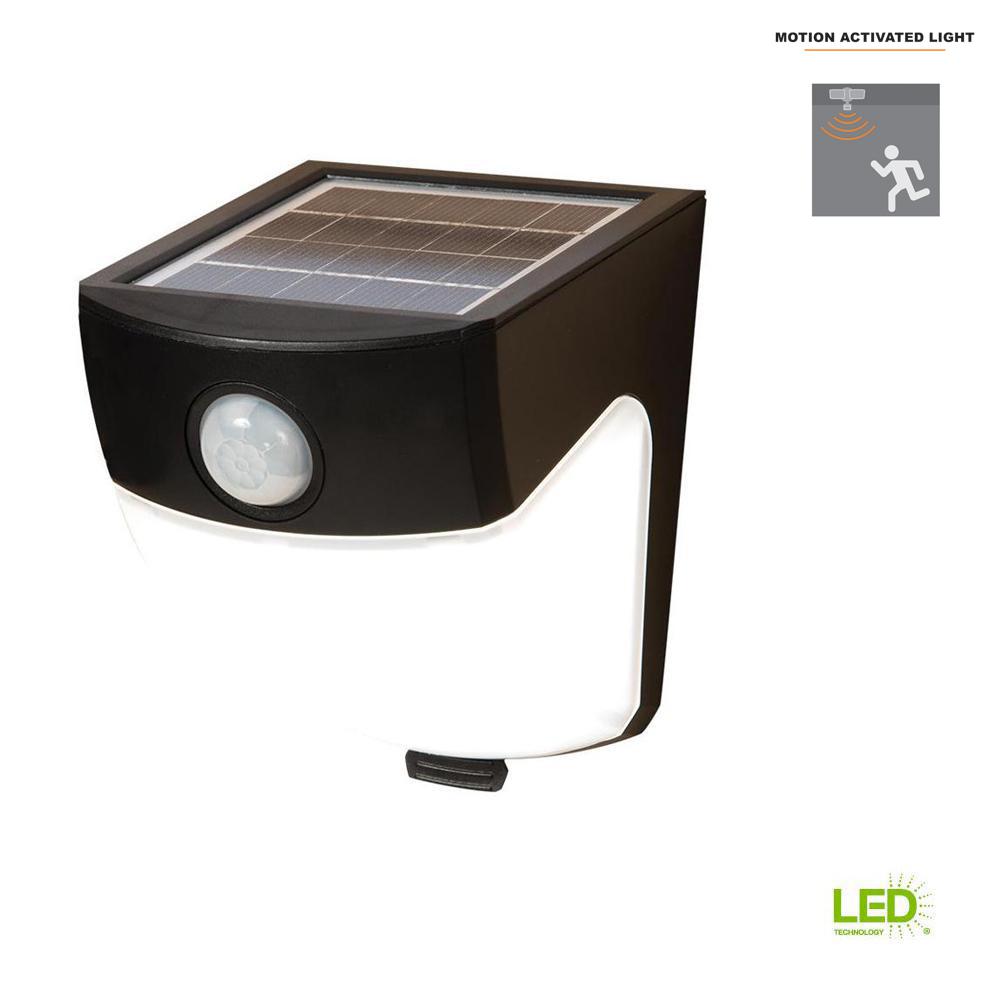 Outdoor Security Lighting The Home Depot 120 Degree Black Motion Activated Sensor Outdoor Solar Powered Wedge Security