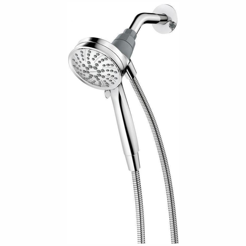 Attract 6-Spray 3.8 in. Single Wall Mount Handheld Shower Head in Chrome