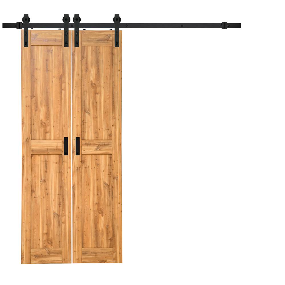 TRUporte 18 in. x 84 in. Pine Duplex MDF Barn Door with ...