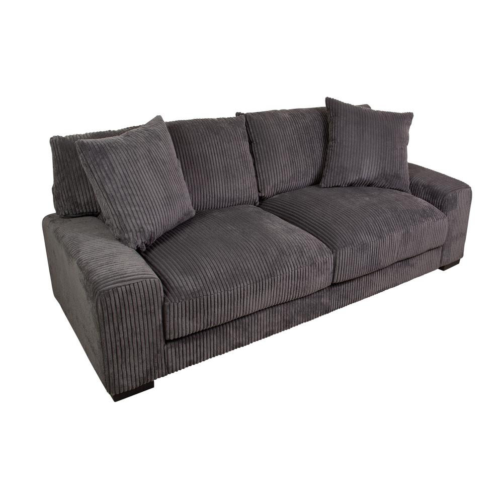 Porter Designs Big Chill 91 in. Charcoal Microfiber 3 Seater Lawson Sofa with Removable Cushions
