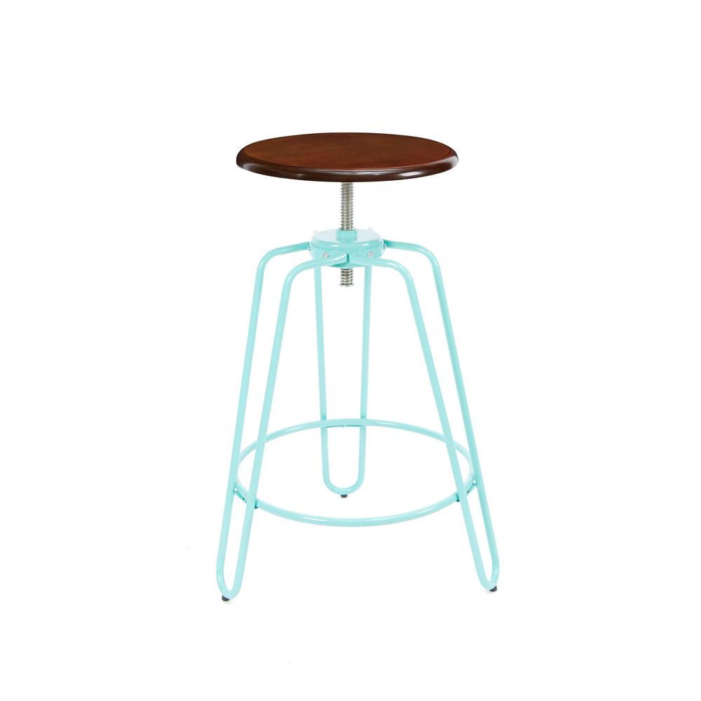 Silverwood Hairpin 24 In Adjule Height Teal Bar Stool Adjule Height Teal Bar Stool