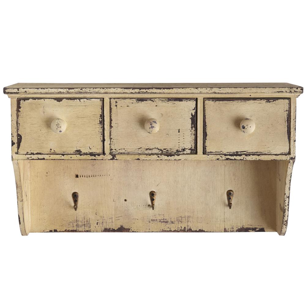 Nearly Natural Distressed Wooden Shelf With Drawers And Hooks 7019 Nearly Natural Distressed Wooden Shelf With Drawers And Hooks
