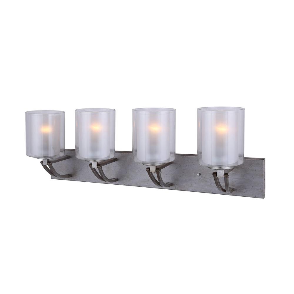 CANARM Bay 4-Light Historic Gold Vanity Light with Clear and Frosted Double Glass-IVL575A04HG ...