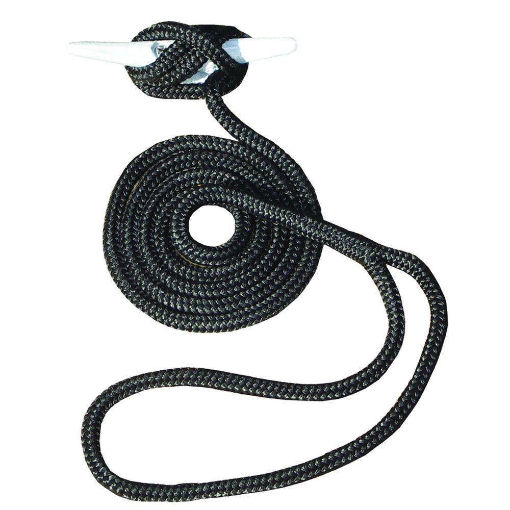 3//4/"x 50 Feet DOUBLE BRAID NYLON BLACK Dockline 16/" eye splice