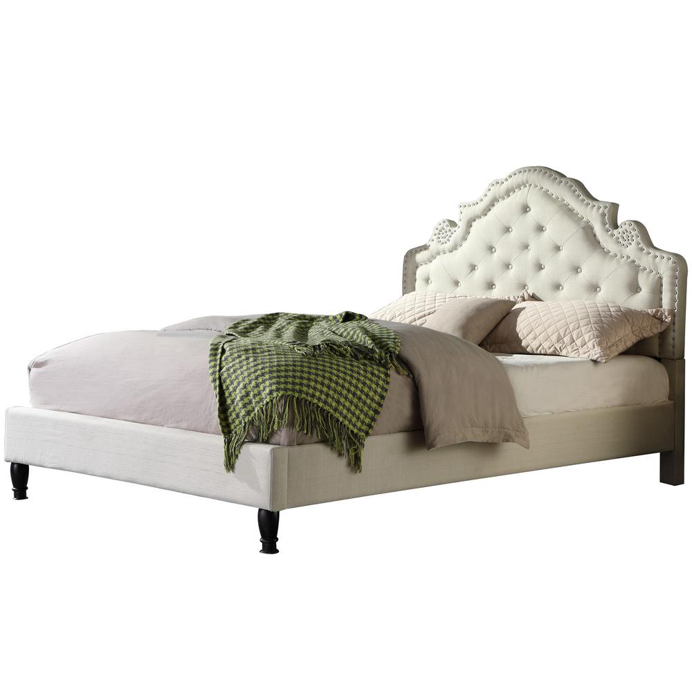 Best Master Furniture Kylie Modern Beige King Tufted Bed With Nailhead Trim Yy133bek The Home Depot