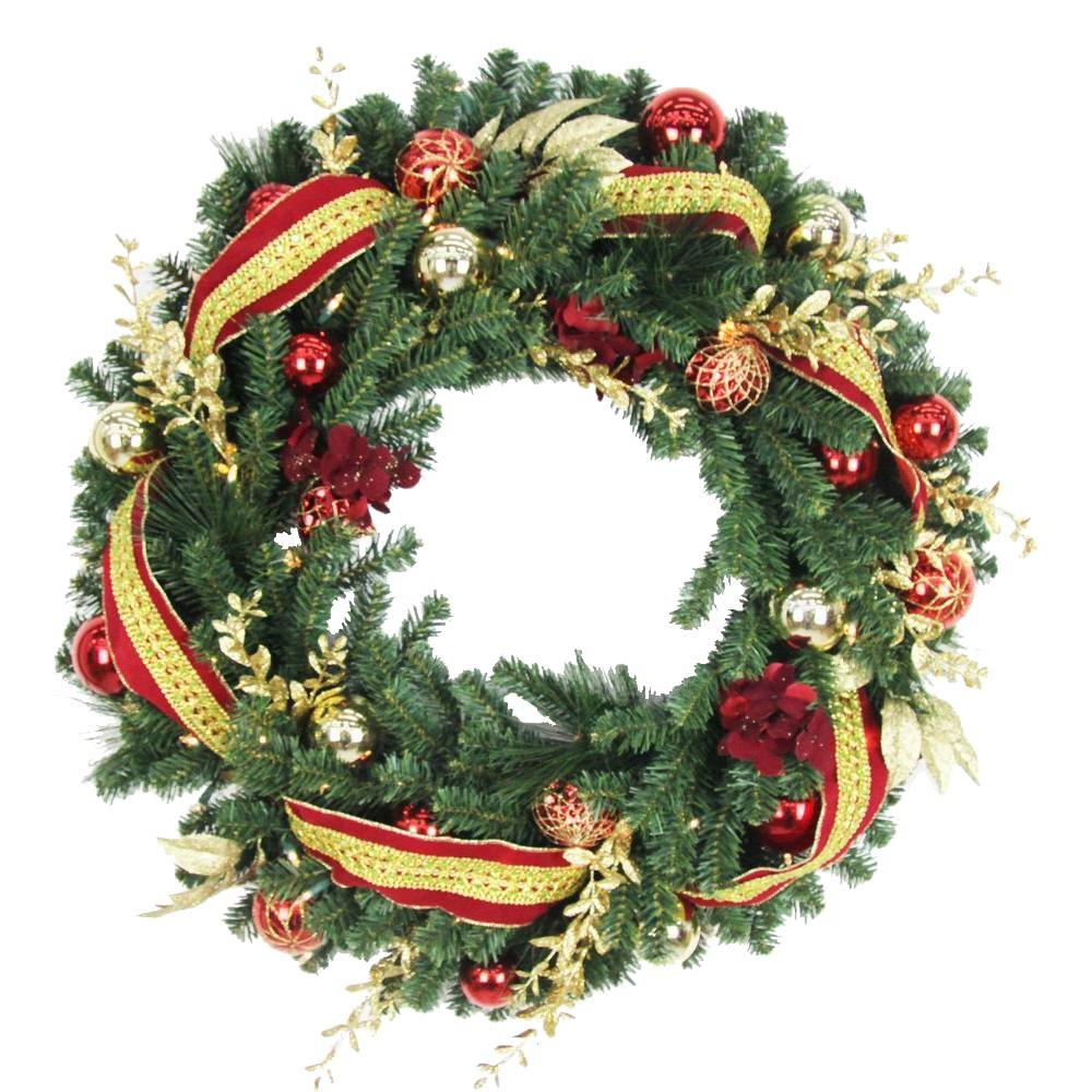 30 In. Battery Operated Plaza Artificial Wreath With 50 Clear LED ...